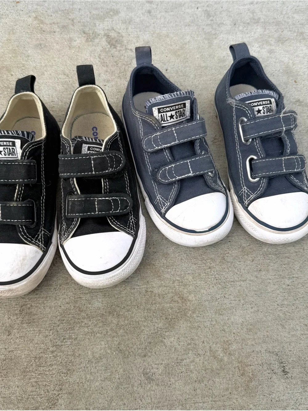 Converse Kids Double-Strap Canvas Sneakers - Black and Navy